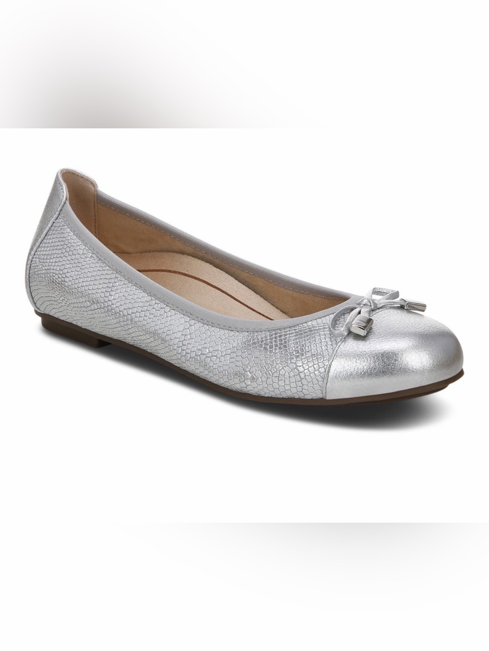 Vionic Silver Bow Ballet Flat 8.5 new metallic comfortable